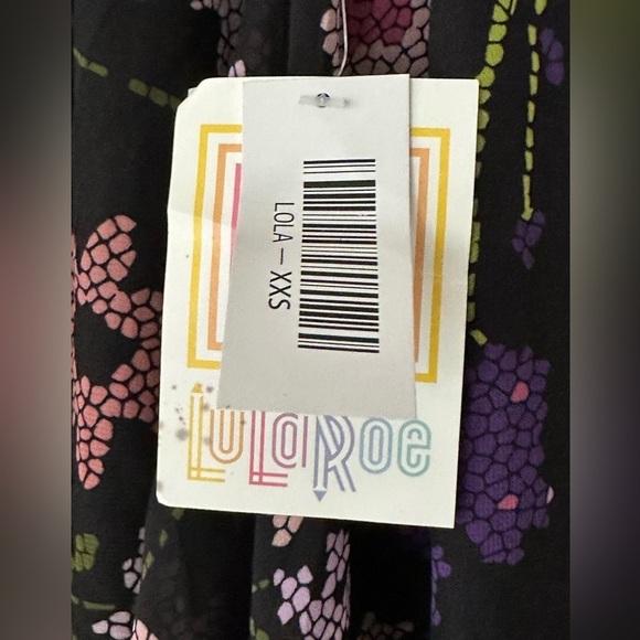 Lularoe Lola Skirt Midi Full Black Floral Lined Elastic Waist Size Small NWT - Picture 4 of 8